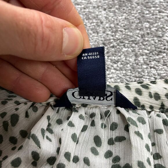 Chaps Blouse Tunic Womens 3XL Black White Polka Dot V-Neck Short Sleeve Casual - Picture 5 of 12